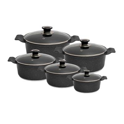 Jogo de Panelas Granito Gourmet Aa 16a24cm Caçarola Alumínio Antiaderente 1,2L Preto Javali