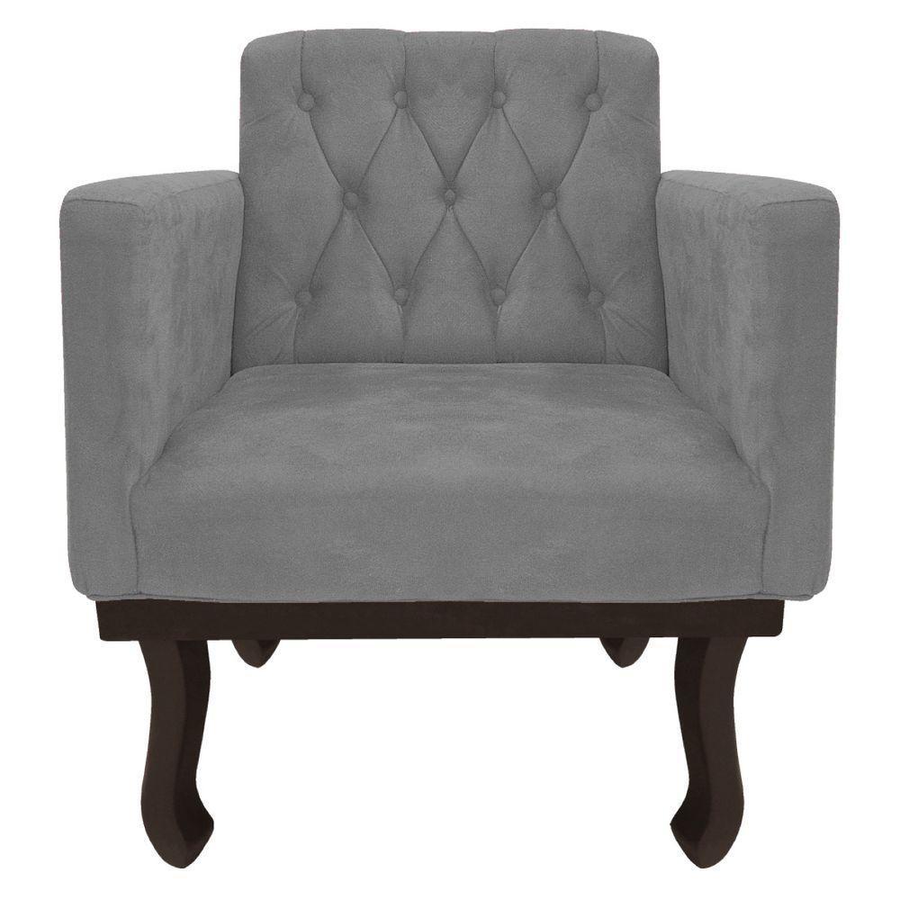 Kit Diva Recamier Diana 185Cm Lado Direito E 02 Poltronas Classic Suede Cinza - 3