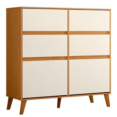 Cômoda Sapateira Dora 4 Gavetas com Portas Basculantes Cinamomo Off White Albatroz Móveis