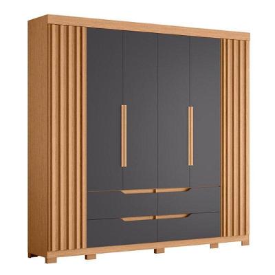 Guarda Roupa Casal Doble 6 Portas Giratórias 4 Gavetas MDP Freijo Titanium Albatroz Móveis