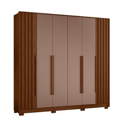 Guarda Roupa Casal Deville 6 Portas 4 Gavetas em MDP Nogueira Capuccino Albatroz Móveis