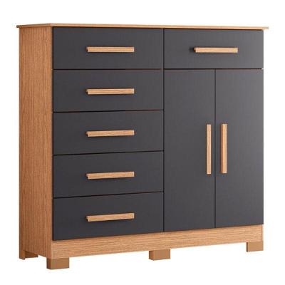 Cômoda Xangai 6 Gavetas 2 Portas MDP MDF Puxador MDF Titânio Albatroz Móveis