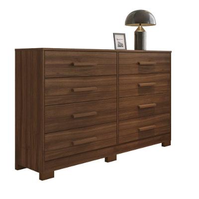 Cômoda Olga 8 Gavetas MDP Puxador de Madeira Avelã para Quarto JCM Movelaria