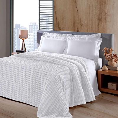Manta Microfibra Flannel Jacquard Solteiro 100% Poliéster 260g-m2 Off White Buettner
