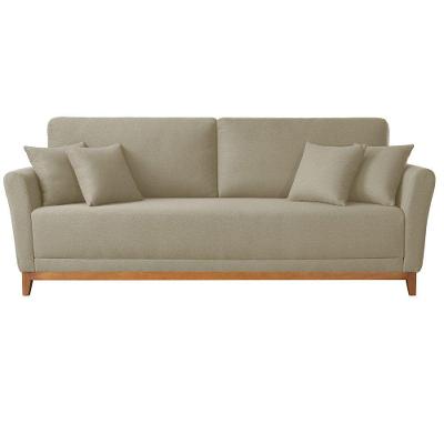 Sofá Brasil 3 Lugares Fixo 160CM Bege Linho com Braço 10CM Meu Sofá Online