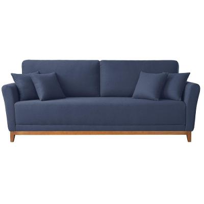 Sofá Brasil 3 Lugares Fixo 160CM Azul Linho Braço 10CM Meu Sofá Online