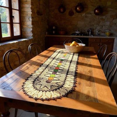Caminho de Mesa Oval Tons de Inverno Polipropileno 1,30MX40CM Azul Artesanal