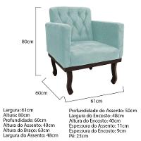 Kit Diva Recamier Diana 160Cm Lado Esquerdo E 02 Poltronas Classic Suede Azul Tiffany - 5
