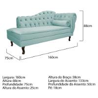 Kit Diva Recamier Diana 160Cm Lado Esquerdo E 02 Poltronas Classic Suede Azul Tiffany - 6