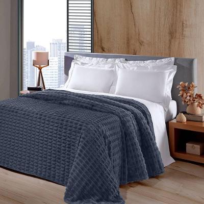 Manta Microfibra Flannel Jacquard King 100% Poliéster 260g-m2 Marinho Buettner