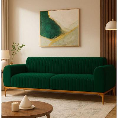 Sofá Cocie 2 Lugares 180CM Verde Veludo Estrutura Madeira SAL Movelaria