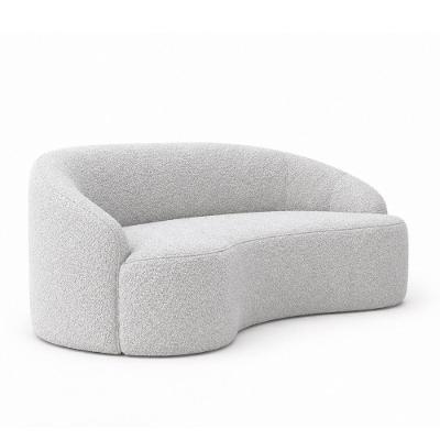 Sofá Curvo Dunas 2 Lugares 150CM Cinza Bouclé Moderno Sallar Home