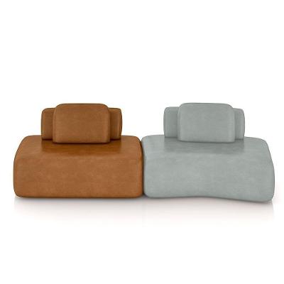 Sofá Modular Dakota 4 Lugares 316cm Caramelo e Cinza Couro Sintético Gran Belo