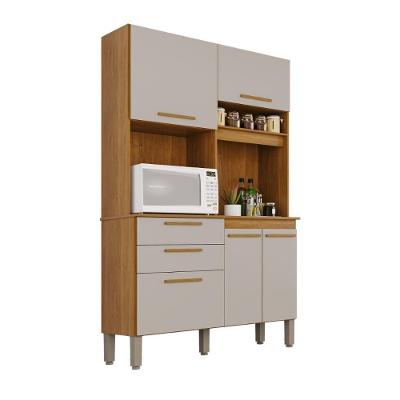 Armário de Cozinha Monâco 5 Portas 2 Gavetas MDF 110CM Branco 5 Prateleiras Mônaco