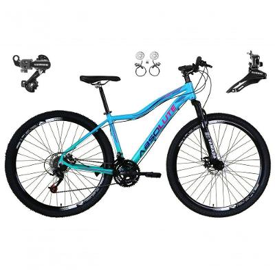 Bicicleta Aro 29 Absolute Hera Feminina 21v Alumínio Câmbios Shimano Freio Hidráulico Azul-Verde 15