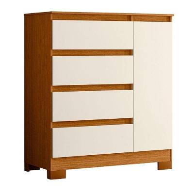 Cômoda Sapateira Olimpia 4 Gavetas MDF MDP Cinamomo Off White Albatroz Móveis