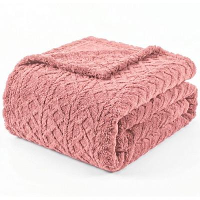 Manta Alto Relevo Queen 220x240CM Sherpa Aconchegante Rosê Lilly Home Enxovais