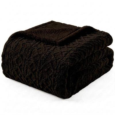Manta Alto Relevo Queen 220x240CM Sherpa Macia Marrom Lilly Home Enxovais