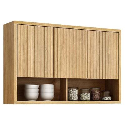 Armário Aéreo Torino 120CM 3 Portas MDF-MDP Porta de Bater Cinamomo Valdemóveis