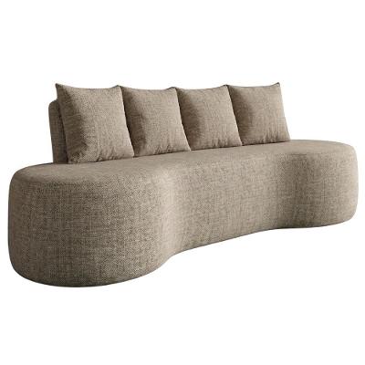 Sofá Ibiza 3 Lugares Orgânico 210cm Avelã em Linho Dmonegatto