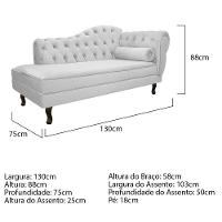 Kit Diva Recamier Diana 130Cm Lado Esquerdo E 02 Poltronas Classic Suede Branco - 6
