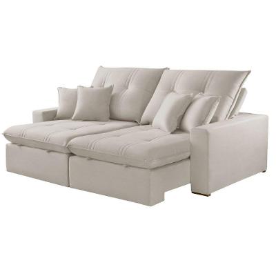 Sofá com Chaise A302 4 Lugares Retrátil e Reclinável 290CM Branco Meu Sofá Online