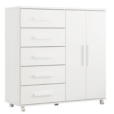 Cômoda Toronto 5 Gavetas em MDF MDP Puxador em MDF Branco Albatroz Móveis