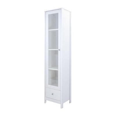 Cristaleira E-962 1 Porta de Vidro 4 Prateleiras MDP Fosco Branco Ditália Móveis