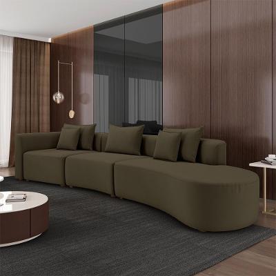 Sofá com Chaise Kimiko G52 5 Lugares 427CM Marrom Veludo
