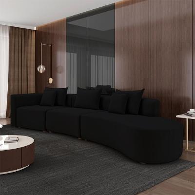 Sofá com Chaise Kimiko G52 5 Lugares 447CM Preto Veludo Gran Belo