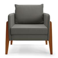 Kit 1 Sofá Namoradeira E 2 Poltronas Lana Suede Base De Madeira - D'rossi Cor Grafite - 6