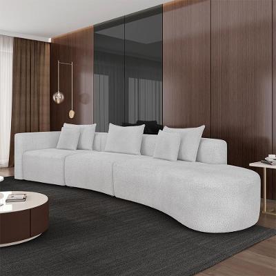 Sofá com Chaise Kimiko G52 5 Lugares 447CM Branco Bouclê Gran Belo