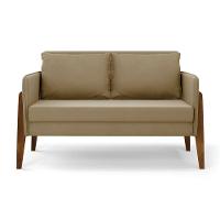 Kit 1 Sofá Namoradeira E 2 Poltronas Lana Suede Marrom Rato Base De Madeira - D'rossi - 6