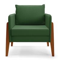 Kit 1 Sofá Namoradeira E 2 Poltronas Lana Suede Base De Madeira - D'rossi Cor Verde - 11