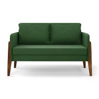 Kit 1 Sofá Namoradeira E 2 Poltronas Lana Suede Base De Madeira - D'rossi Cor Verde - 13