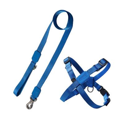 Peitoral e Guia para Caes Ajustavel em X Porte Medio Azul Marinho