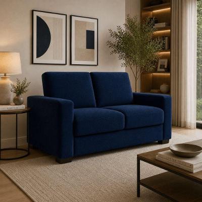 Sofá Namoradeira 3 Lugares Fixo 200CM Azul Suede Isa Estofados