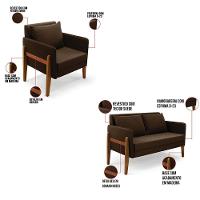 Kit 1 Sofá Namoradeira E 2 Poltronas Lana Suede Base De Madeira - D'rossi Cor Marrom - 5