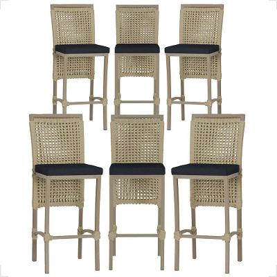 Kit 6 Banquetas Roma Alumínio Tecido com Encosto Fixo Fendi Trama Original