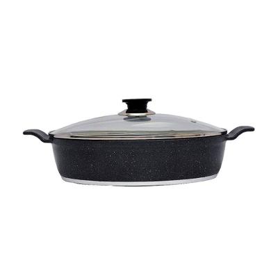 Frigideira Granito Preto Aa 30cm Alumínio Antiaderente 4,8L Gourmet com Tampa de Vidro Javali