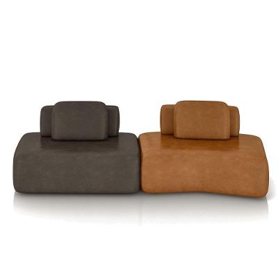 Sofá Modular Dakota Ilha 2 Módulos 316cm Marrom Caramelo Couro Sintético Gran Belo