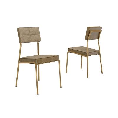 Cadeira de Jantar Neo 1740 Aço Estrutura em Aço Estofado em Tecido Dourado e Bamboo Carraro