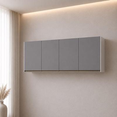 Armário Aéreo Modulado Essenza 4 Portas de Bater MDF-MDP Branco-cinza Puro Luciane Móveis