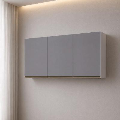 Armário Aéreo Modulado Essenza 3 Portas Bater MDF MDP Fosco Branco-cinza Puro Luciane Móveis