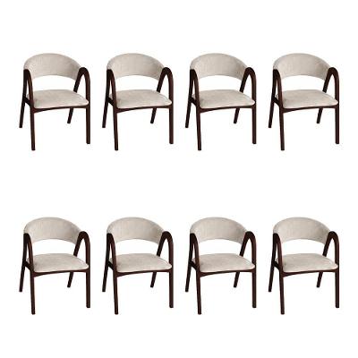 Kit 8 Cadeiras Valentina para Sala de Jantar Madeira Maciça Veludo Bege Ideal Decor