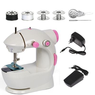 Mini Máquina de Costura Elétrica Portátil Reta Doméstica 750 Pontos com Pedal e Kit Bobinas Bivolt