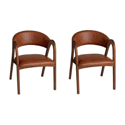 Kit 2 Cadeiras Valentina Madeira Maciça Estofada Tecido Ocre Ideal Decor