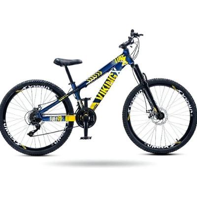 Bicicleta Vikingx Tuff25 Mountain Bike Aro 26 Alumínio 21v Azul Marinho Amarelo Tuff