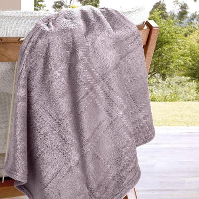 Manta Flannel Gales Efeito Jacquard Queen 100% Poliéster Microfibra Rose Buettner