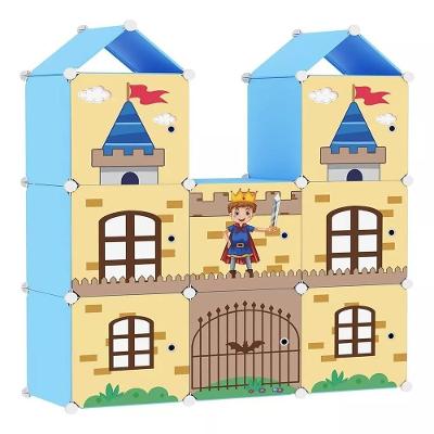 Guarda Roupa Modular Infantil Tema Castelo 8 Portas de Bater Plástico Amarelo Yeet